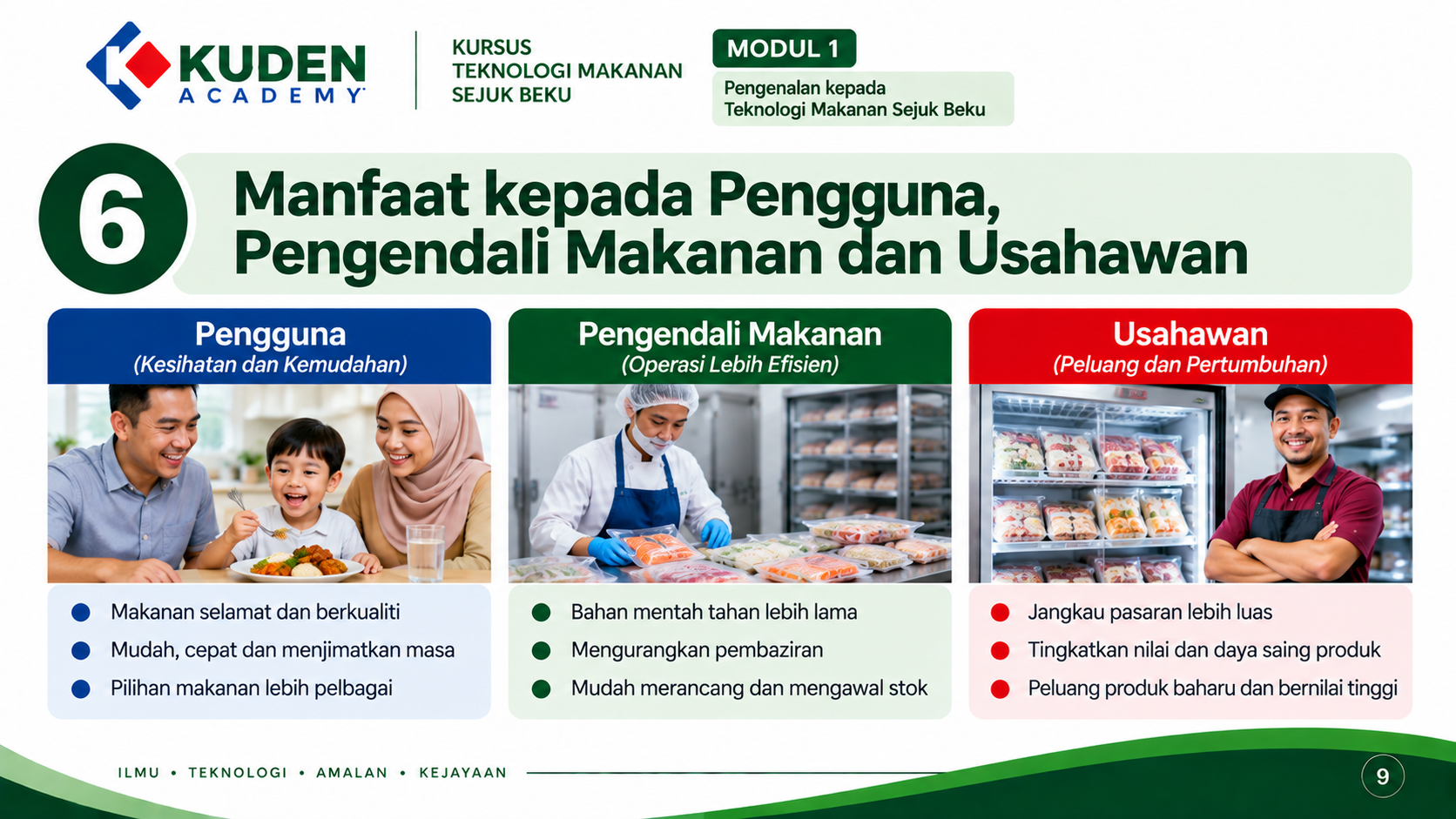 MANFAAT MAKANAN SEJUK BEKU KEPADA PENGGUNA, PENGENDALI MAKANAN DAN USAHAWAN